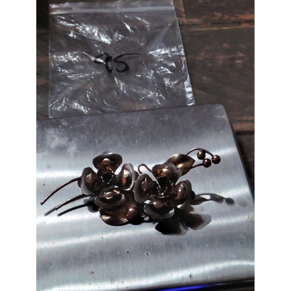 Hayward Flower Spray Brooch Pin 2.75 In Curved Stems Retro 10k 1/20  (1935-1950)